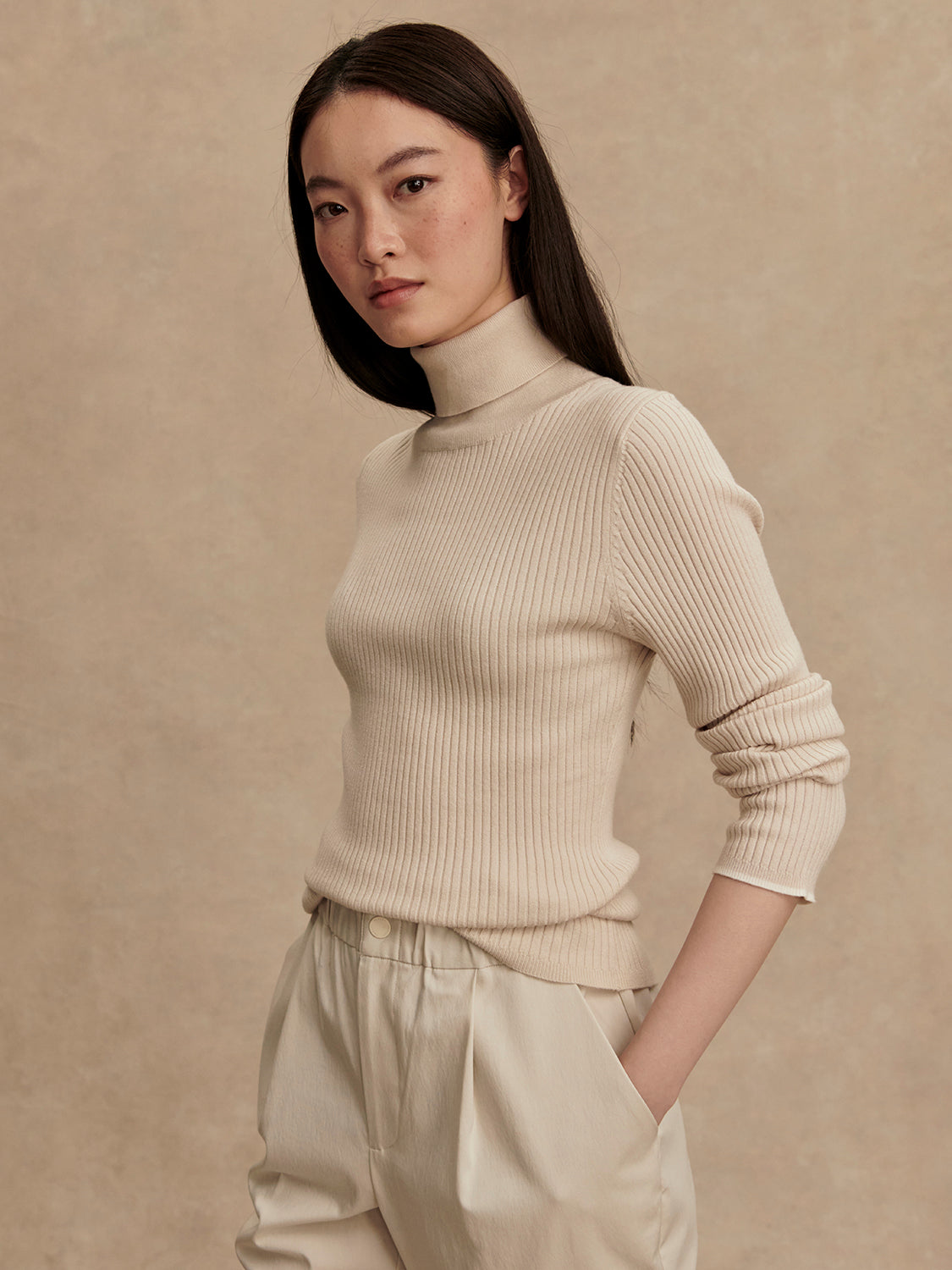 Ravena Roll Neck Top 2.0 - Silver Birch