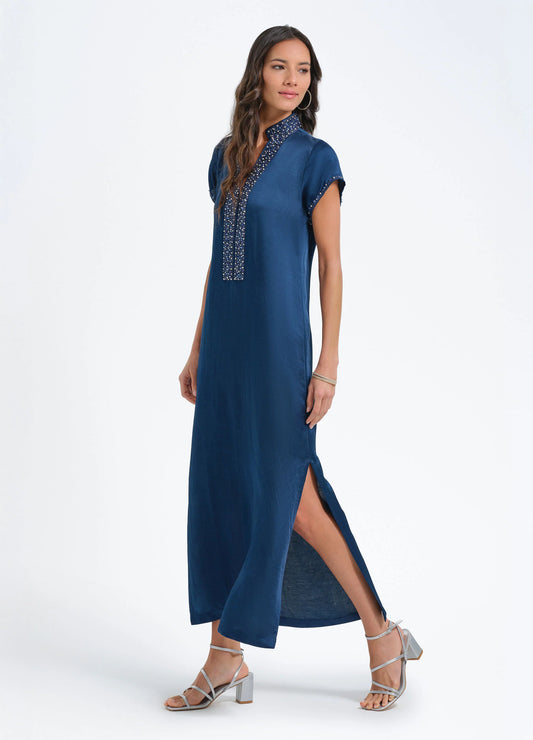 Meg Cap Sleeve Caftan - Navy