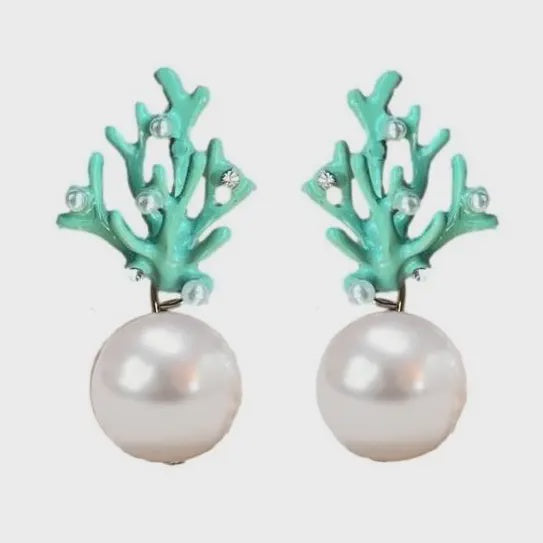 Pearl Coral Statement Earrings
