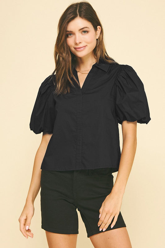 Gemma Puff Sleeve Top - Black