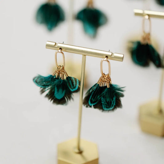 Peacock Feather Fall Tassel Earrings