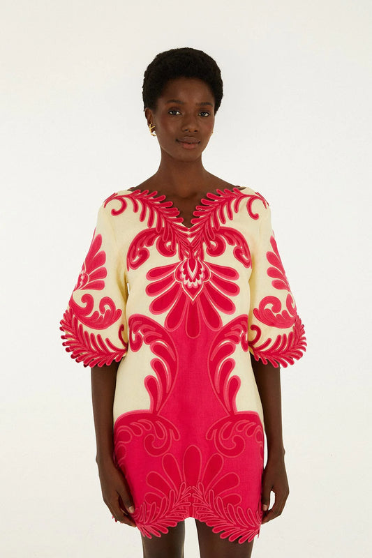 Pink Spring Arabesc Embroidered Mini Dress