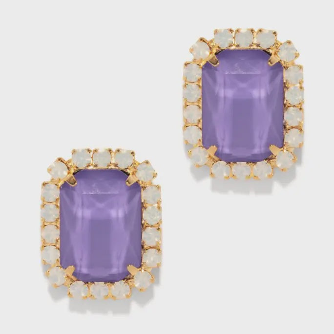 Gem Stone Earrings-Purple