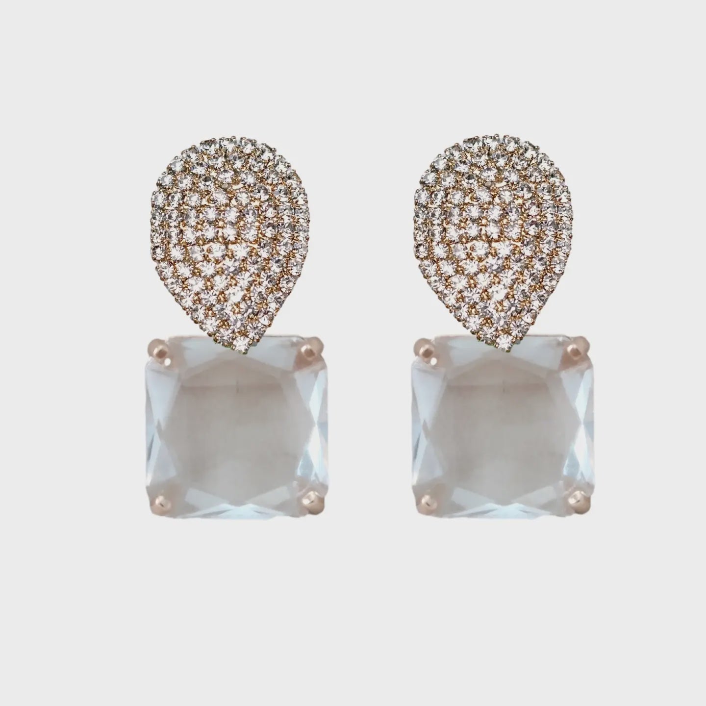 Crystal Retro Pave Crystal Gum Drop Earrings