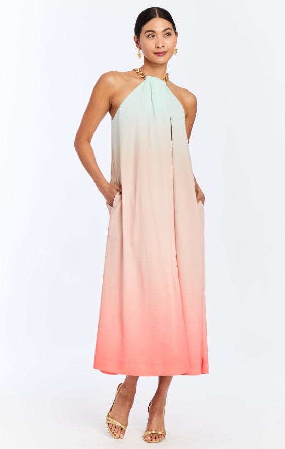 Bijou Halter Midi Dress - Coastal Ombre