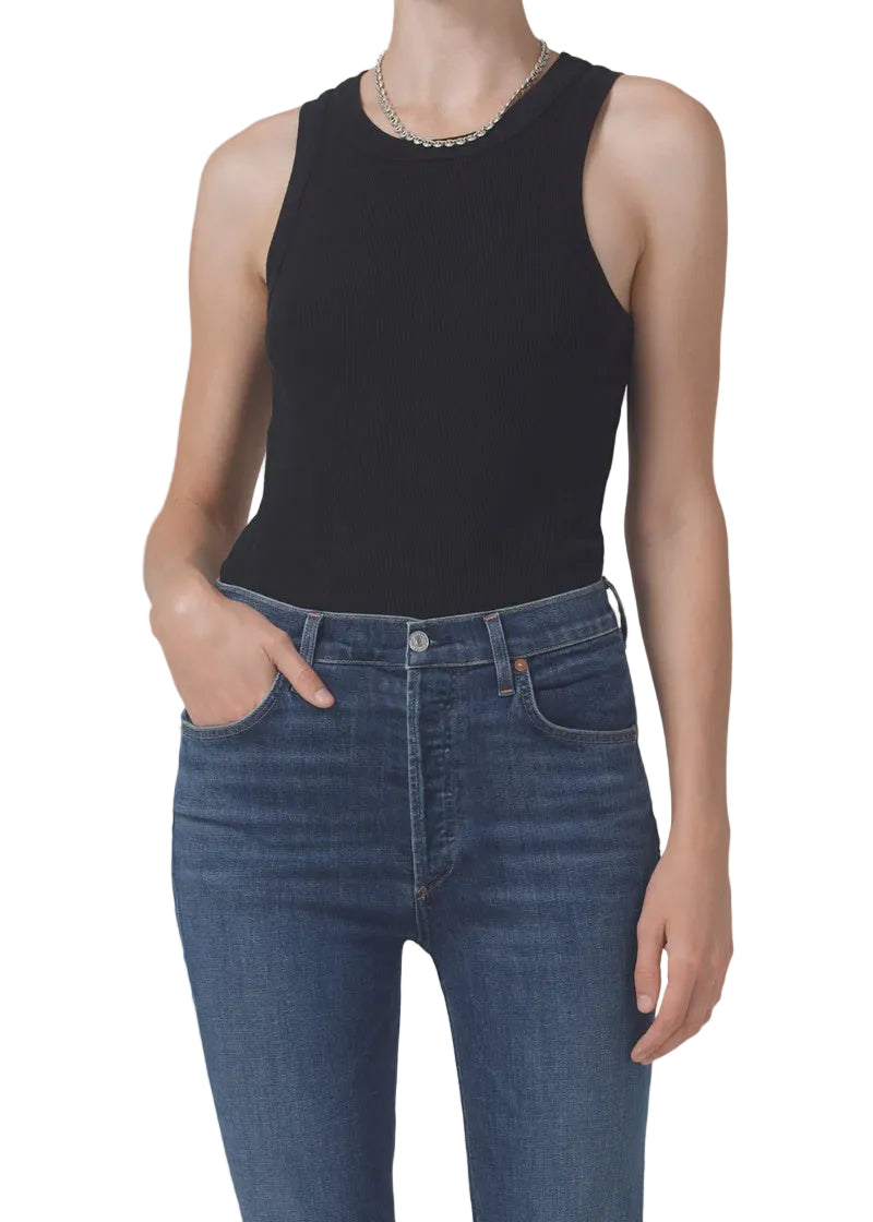 Isabel Rib Tank in Black