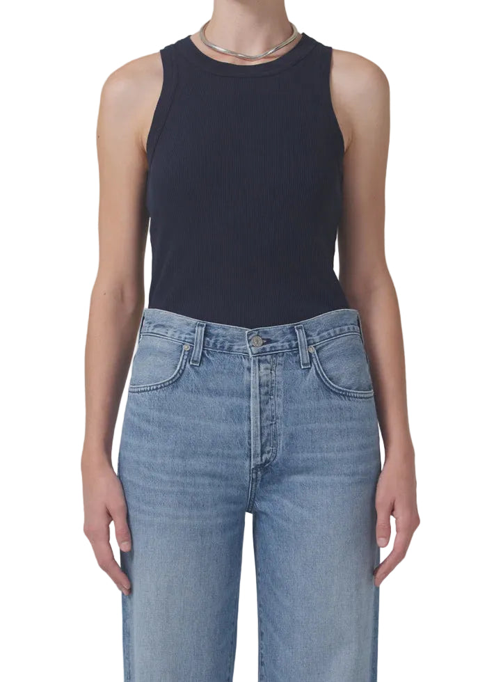 Isabel Rib Tank in Navy