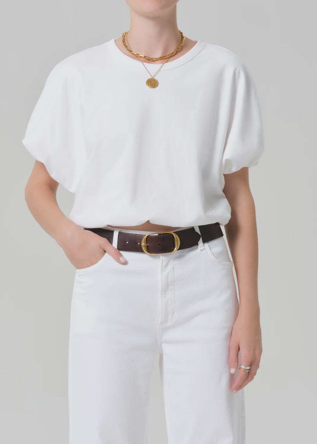 Gia Bubble Tee In Soft White