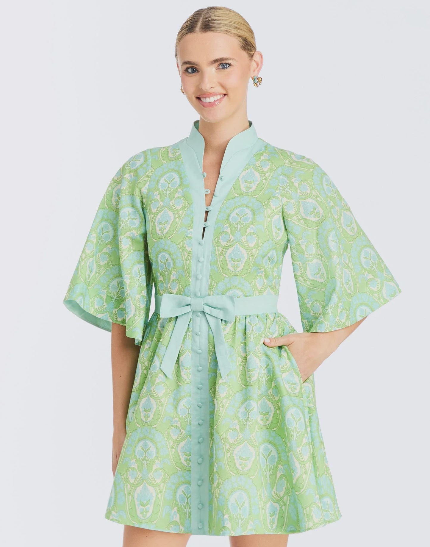 Carmen Mini Dress - Trellis Vert