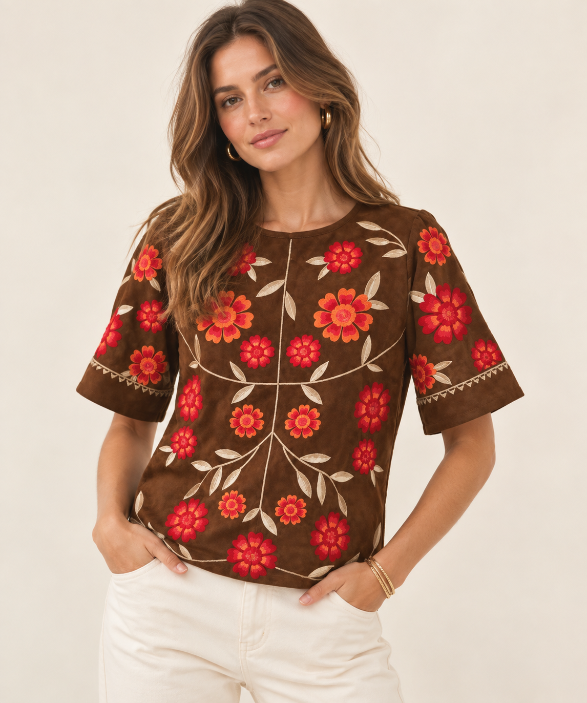 Marigold Embroidered Top