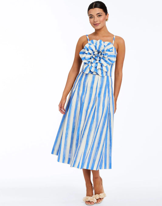 Dominique Flower Top - Santorini Stripe