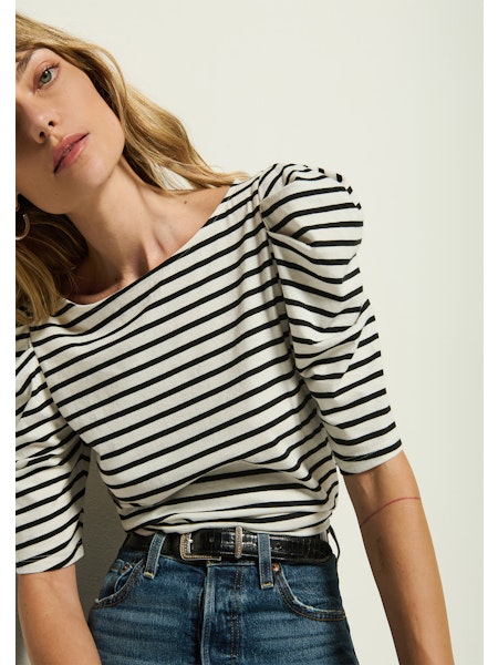 Emery Boat Neck Top - Cross Walk Stripe