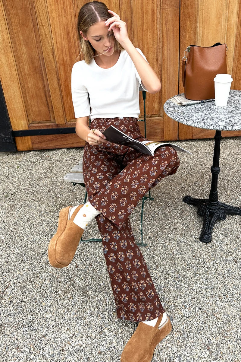 Everyday Pant - Library Flowers Cocoa