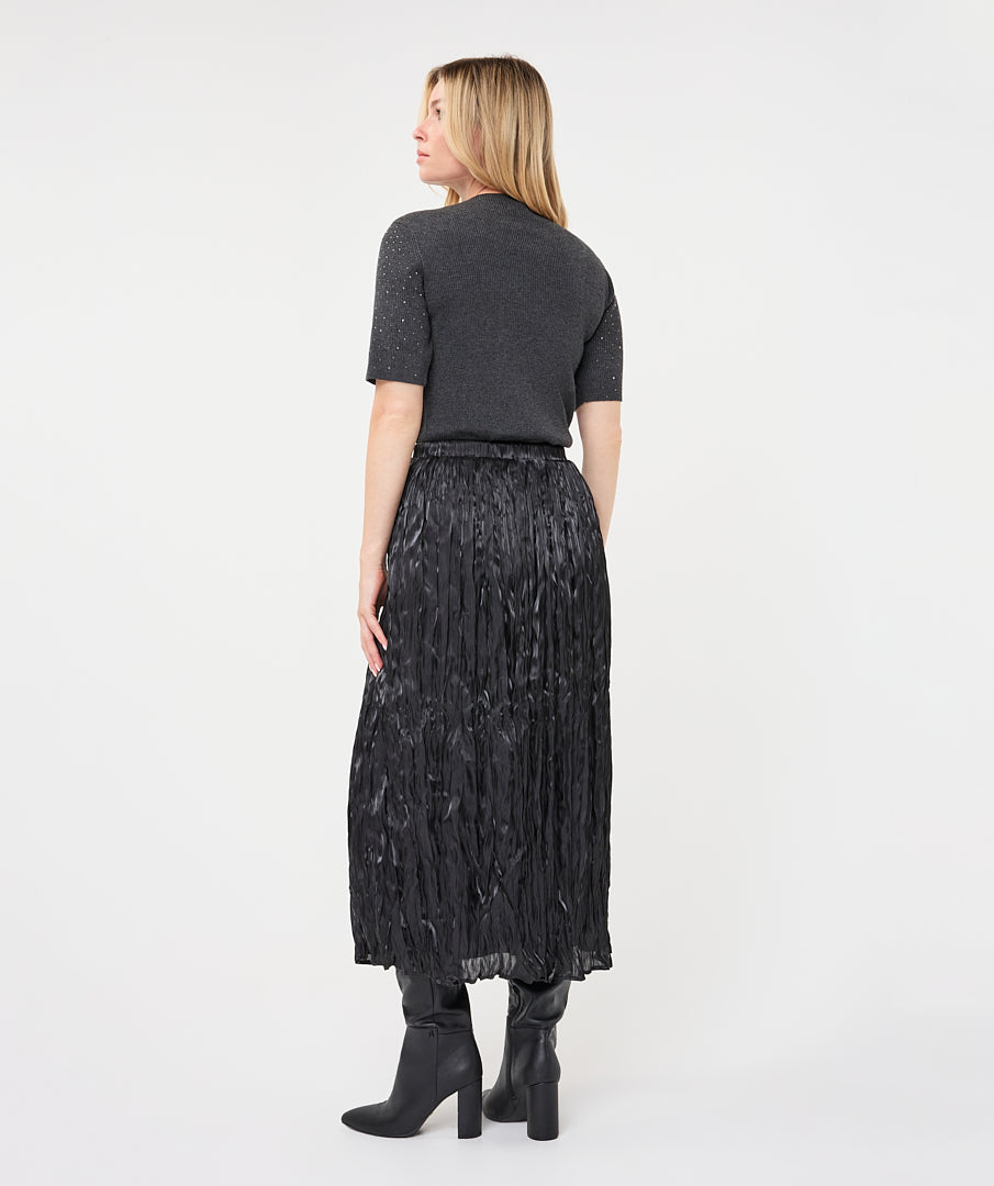 Midnight Crinkle Midi Skirt