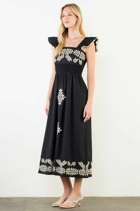 Allende Embroidered Midi Dress