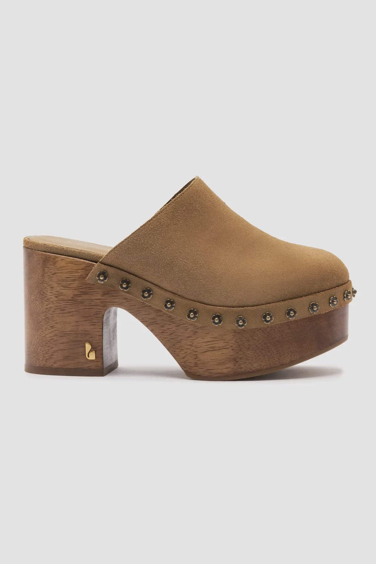 Miso Wooden Platform Clog In Peanut Suede