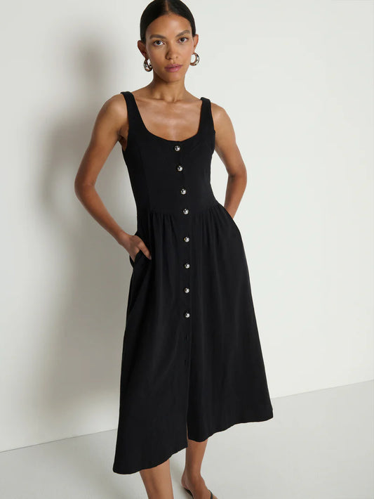 Laurel Midi Dress - Jet Black