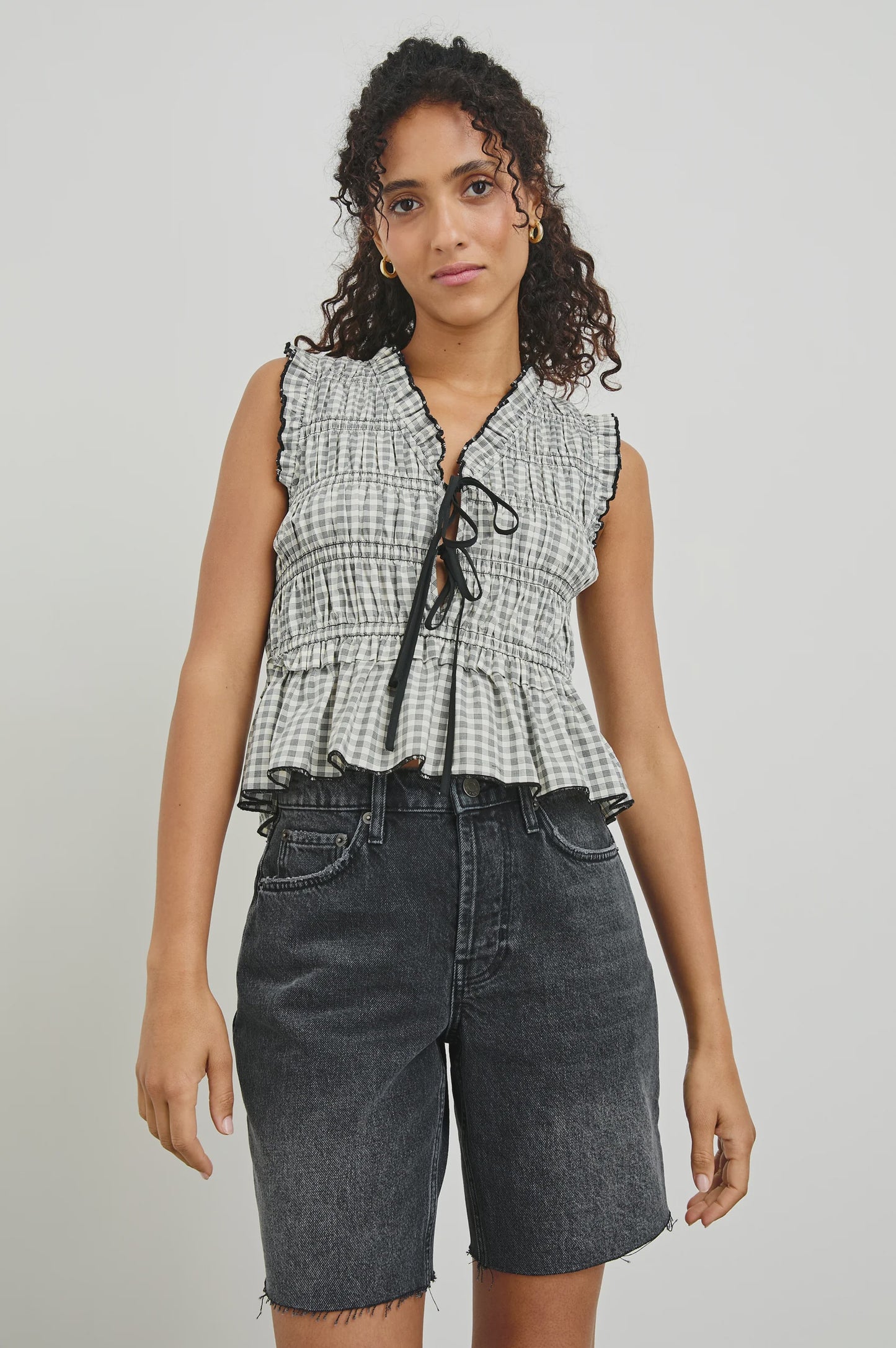 Martine Top - Ivory Jet Gingham