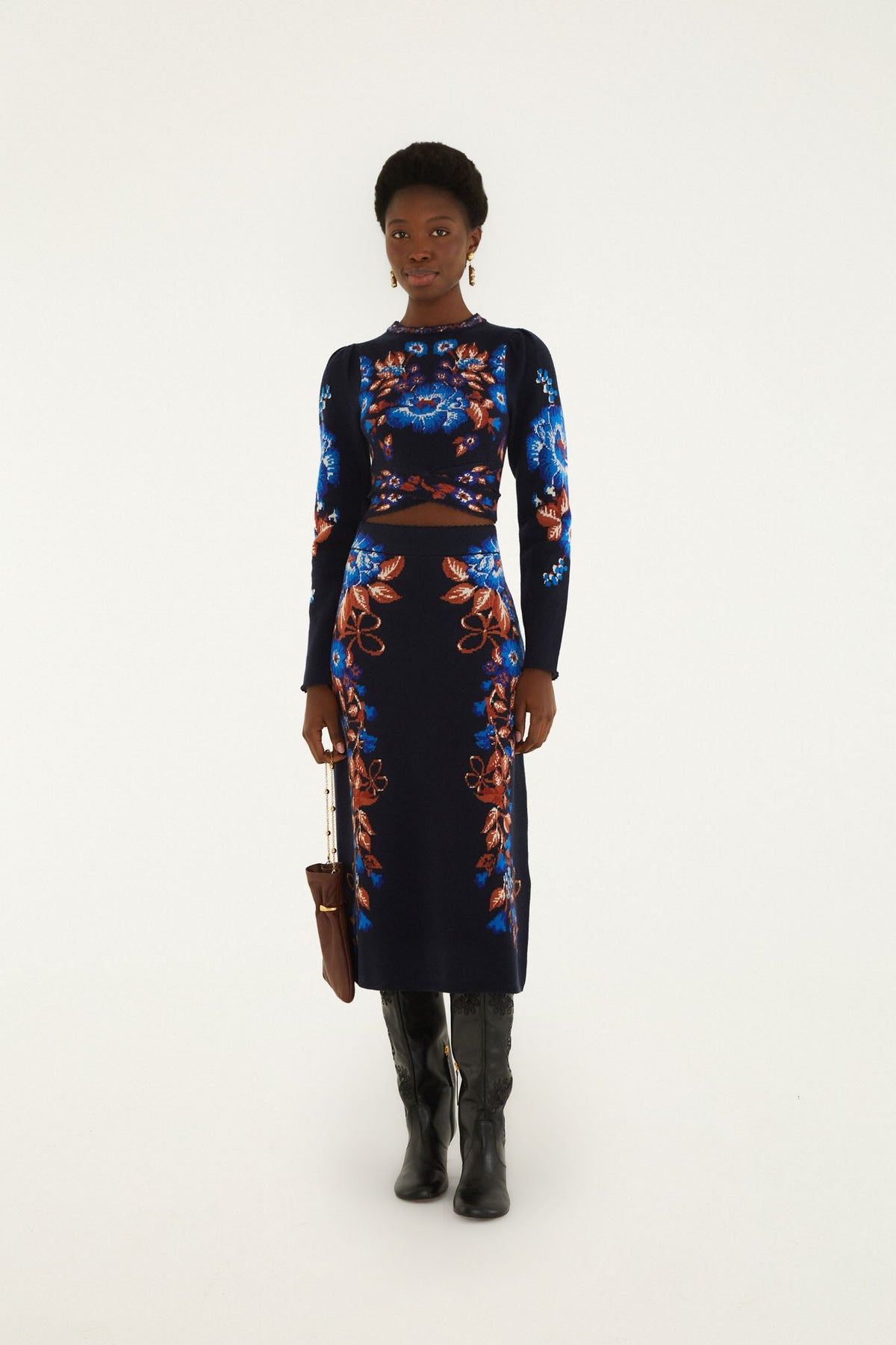 Bow Garden Knit Midi Skirt
