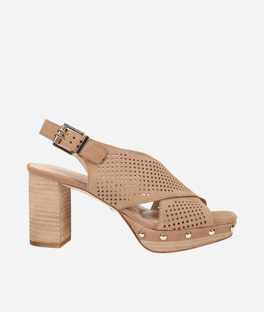 Ambree Heel - Latte Perforated Nubuck