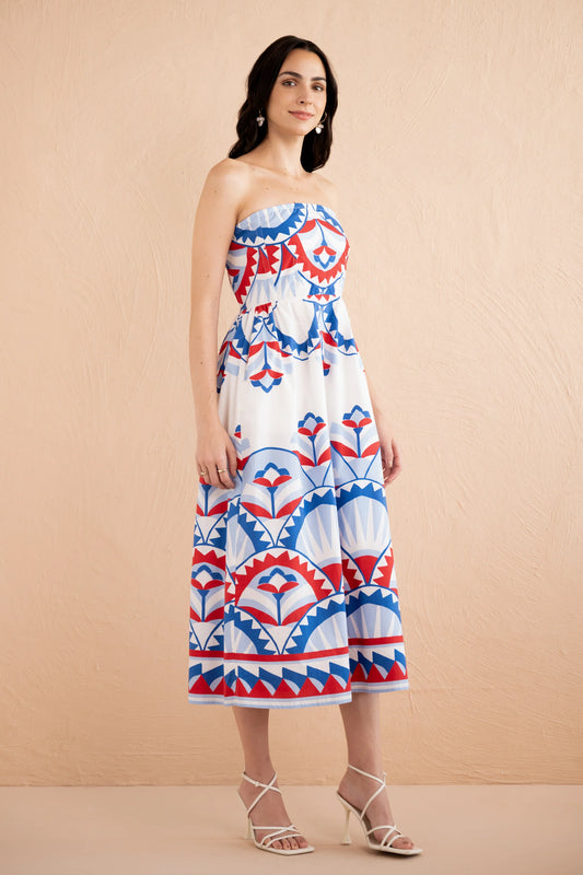 Simona Dress - Paros Tile Nautical