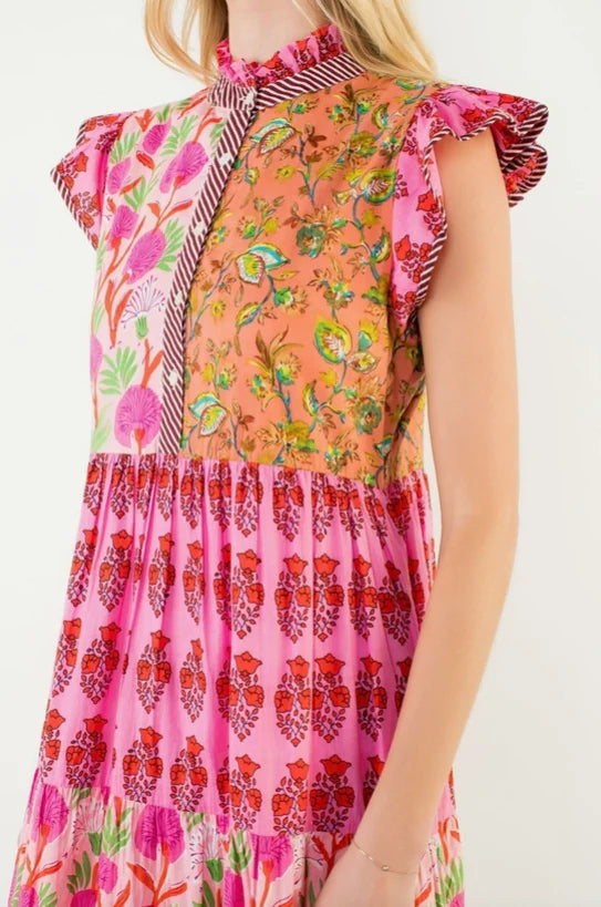 Marigold Flutter Sleeve Dress