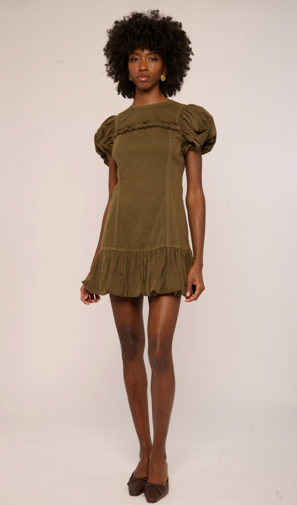 Adele Mini Dress - Ivy Green Denim