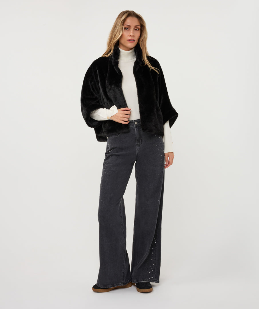 Odette Faux Fur Jacket - Black