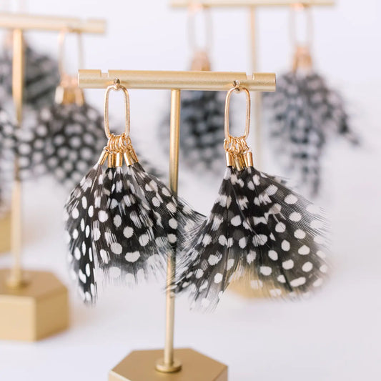 Spotted Feather Tassel Earrings