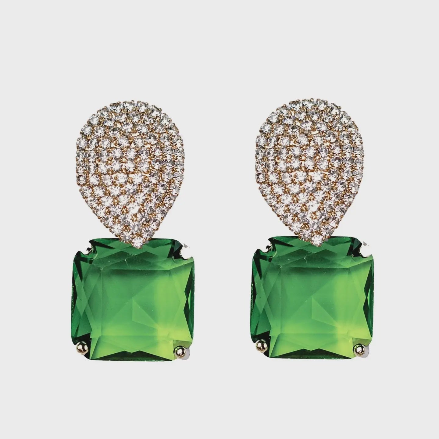 Retro Pave Crystal and Peridot Gum Drop Earrings