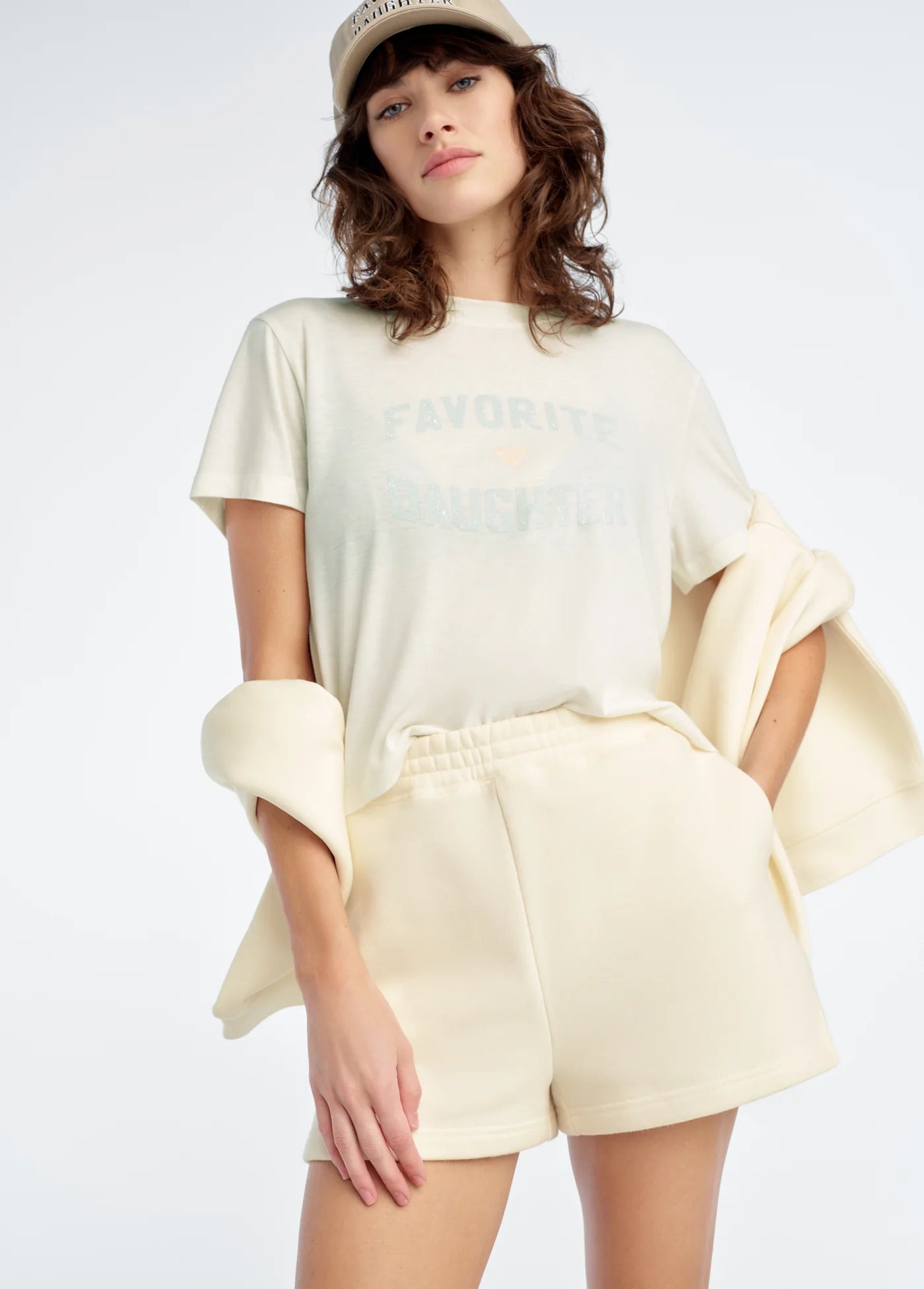 The Cropped Favorite Daughter Tee - Gardenia Light Sage