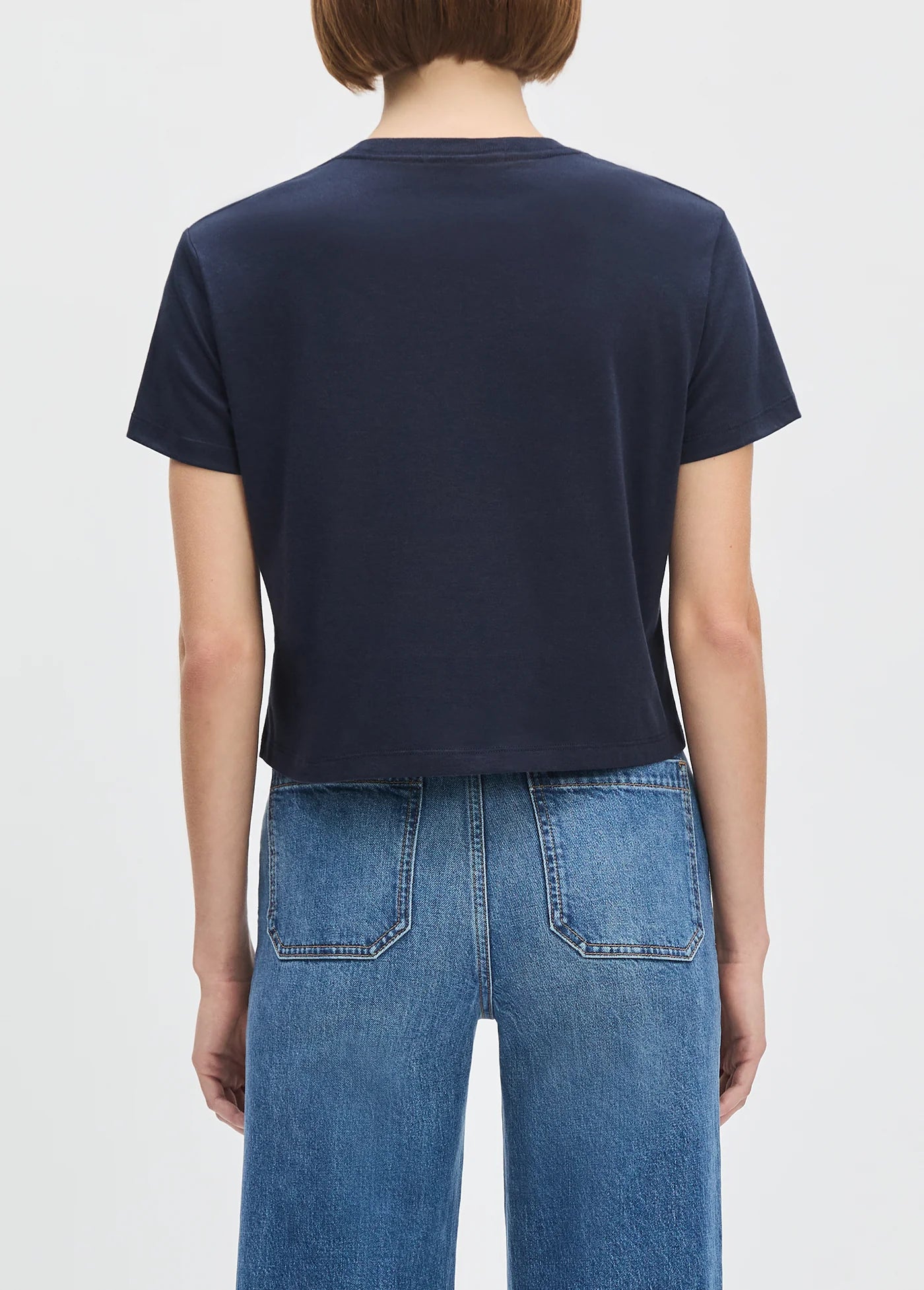 The Cropped Logo Tee - Navy Gardenia