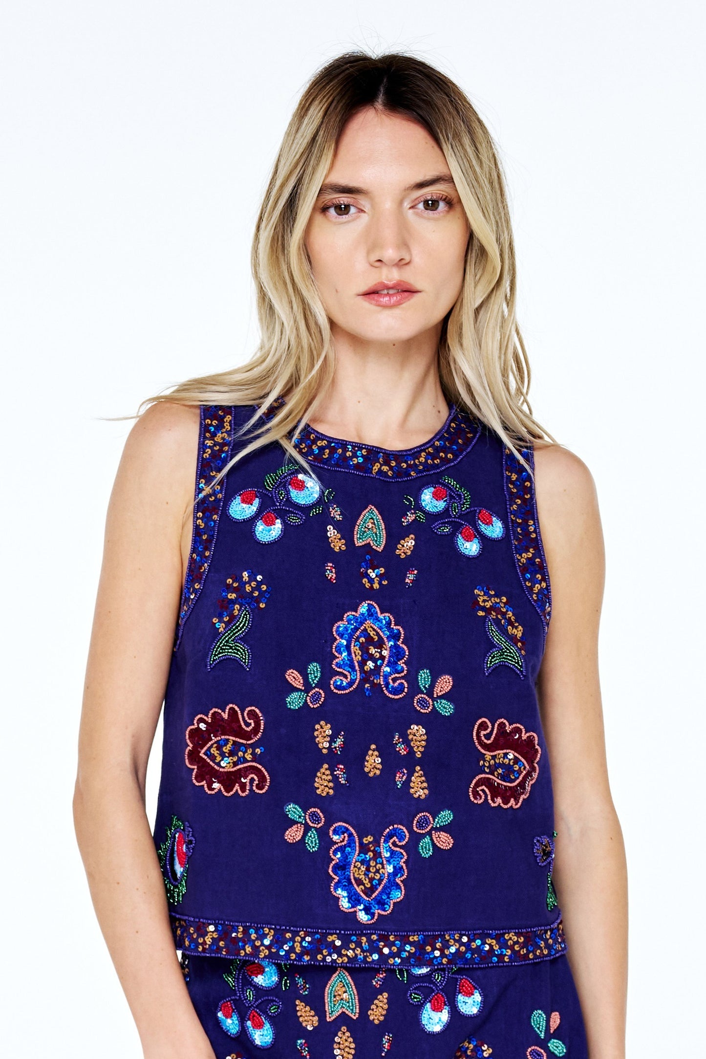 Viveka Beaded Sequin Tank Top
