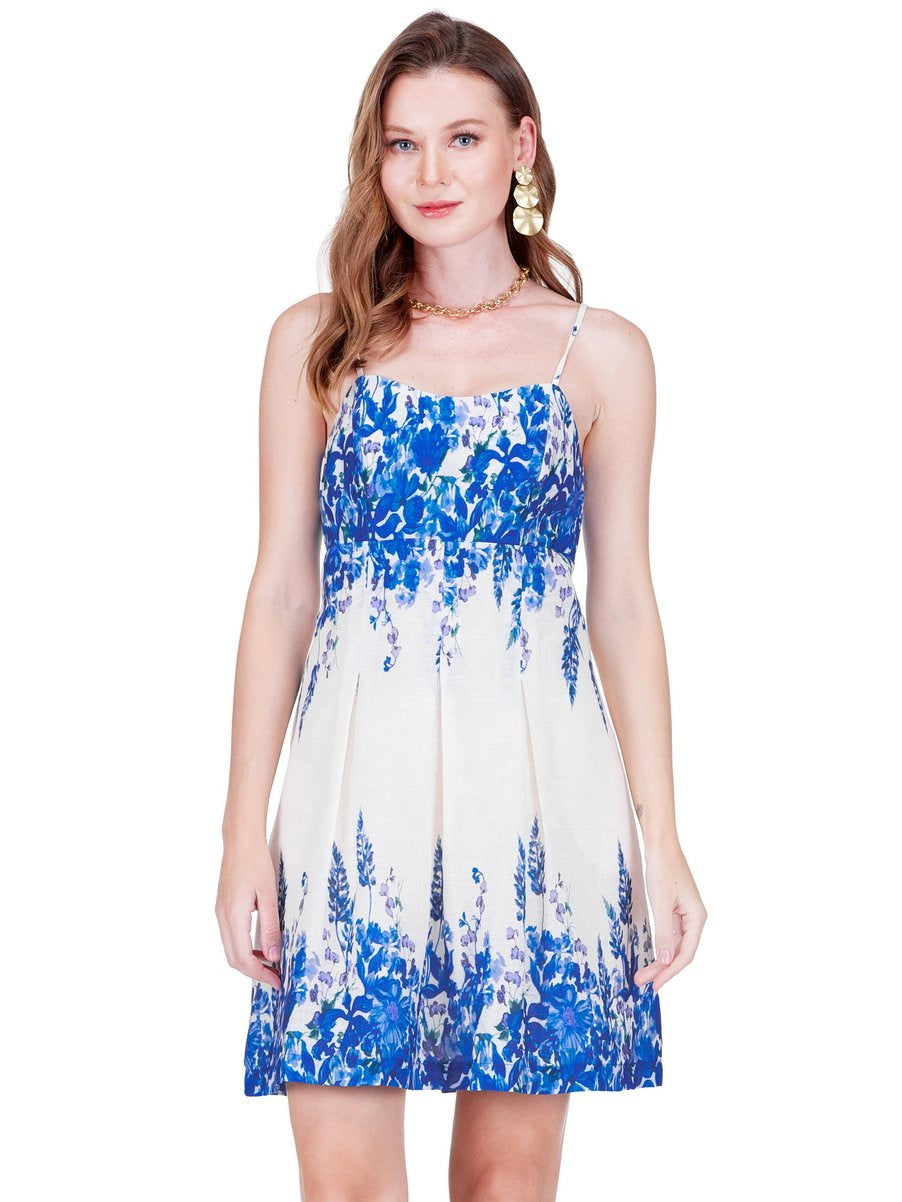 Indigo Meadow Pleated Dress
