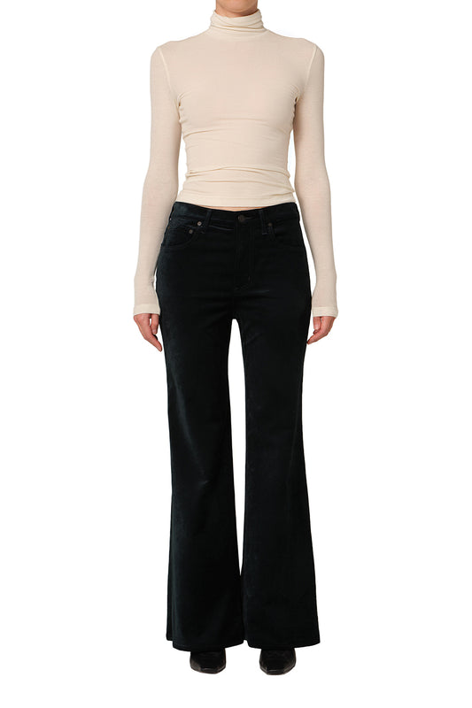 Kimberly 70's Flare Velvet in Moss