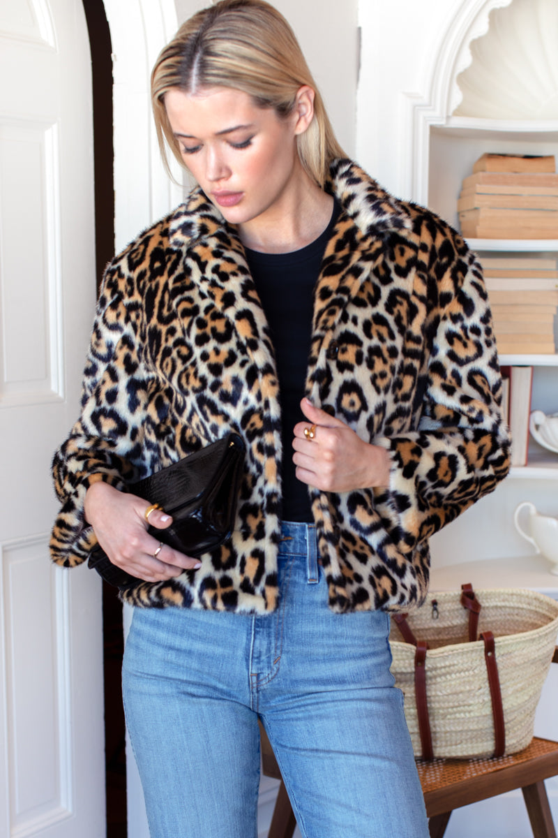 Short 60s Coat - Leopard Fur