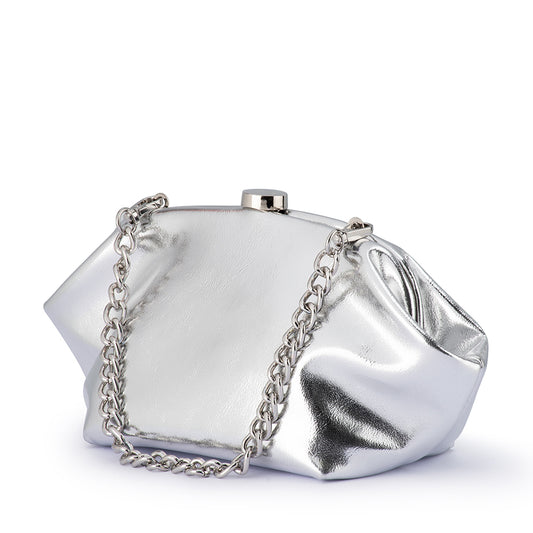 Tally Metallic Clutch - Silver