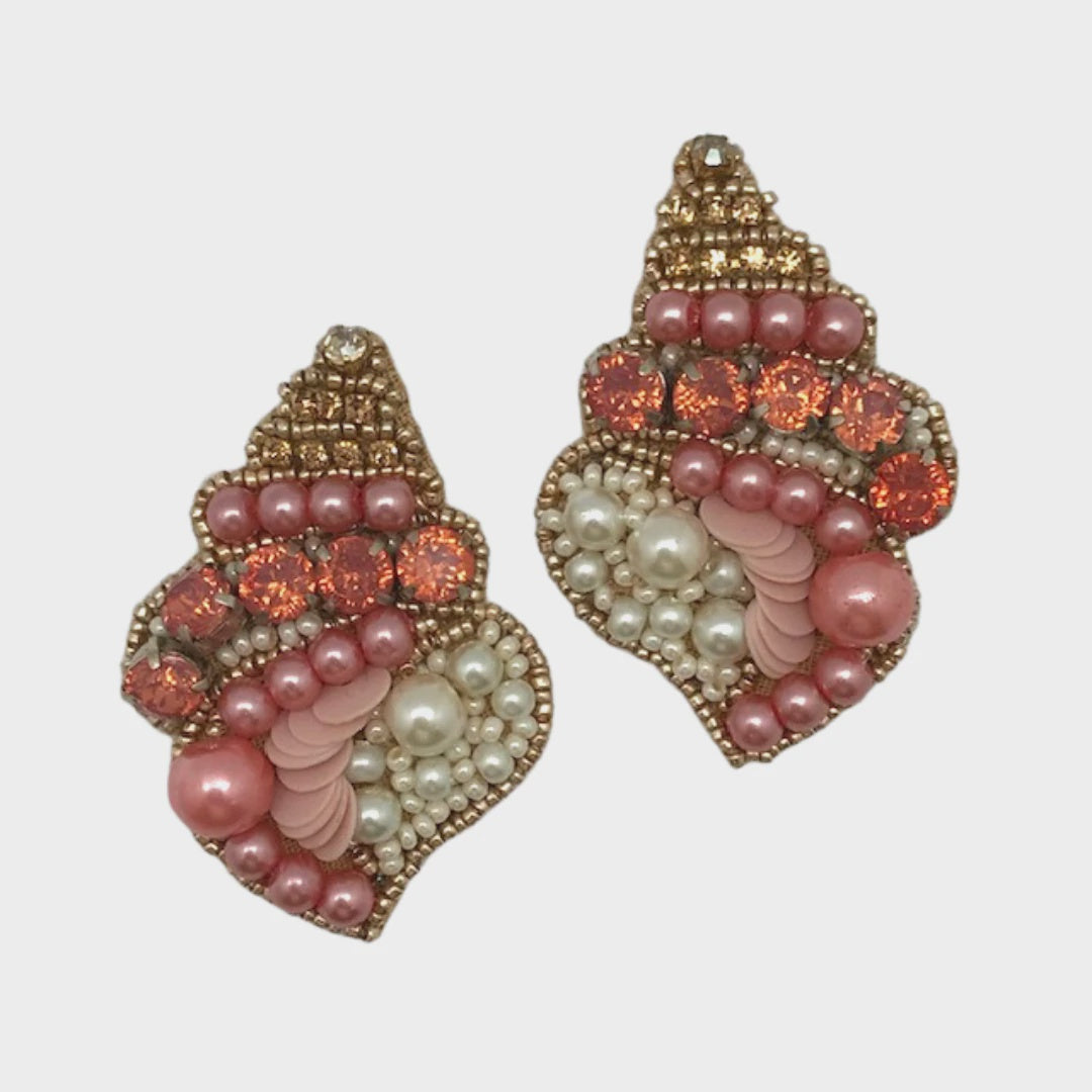 Pink Seashell Stud Earrings