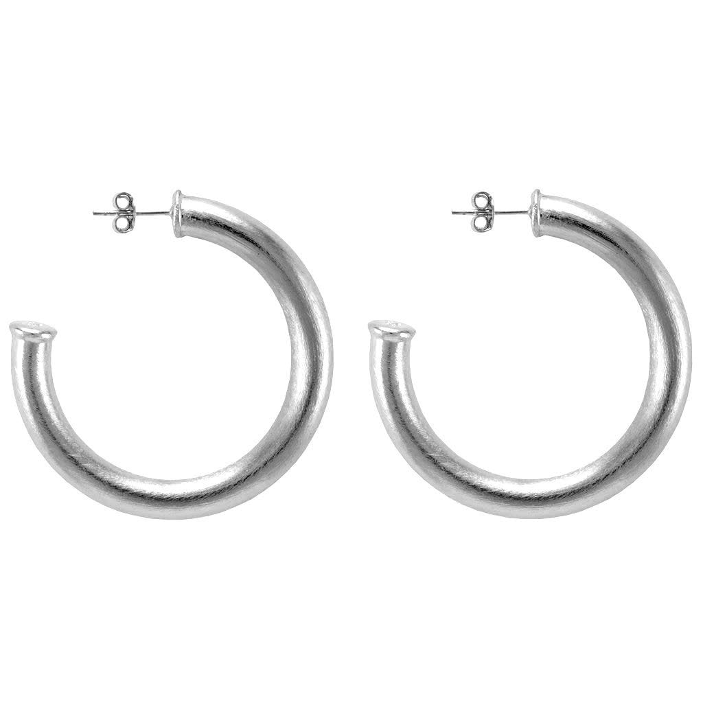 Chantal Hoops - Brushed Silver