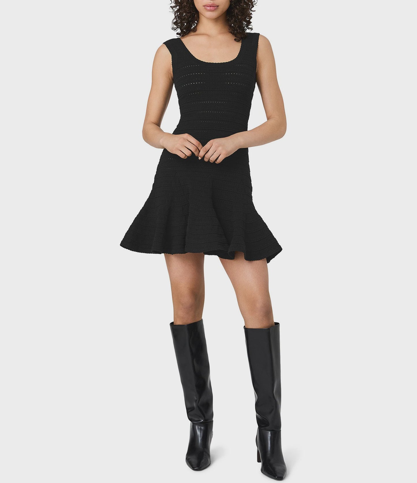 Cecilia Pointelle Knit  Dress - Black