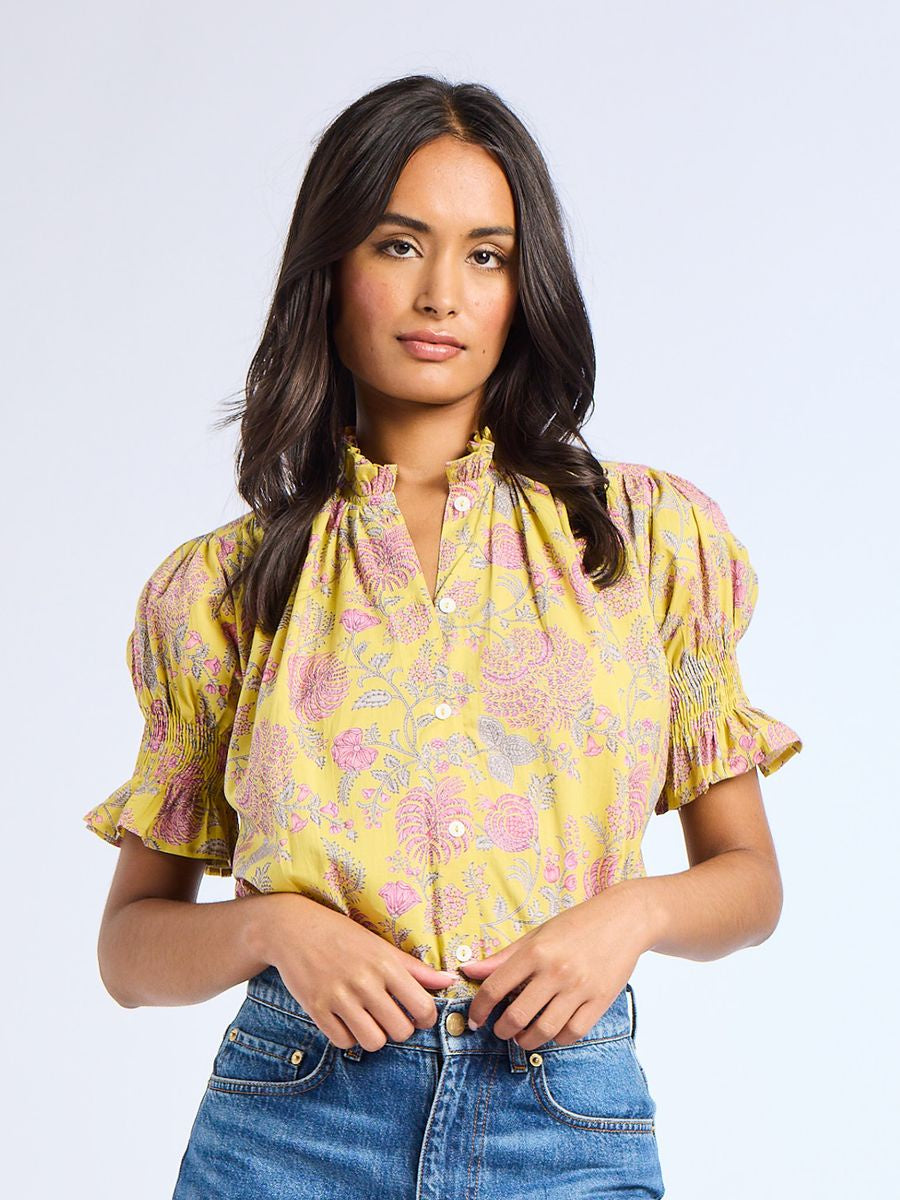 Marnie Top - Citron Floral