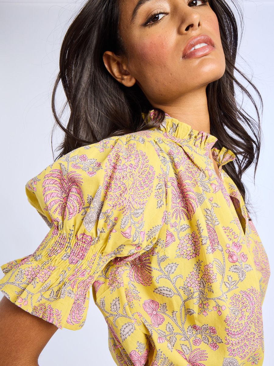 Marnie Top - Citron Floral