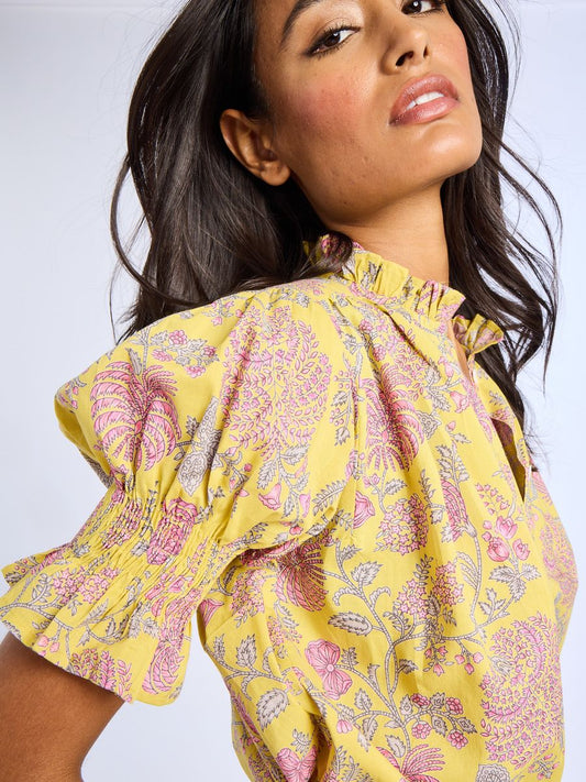 Marnie Top - Citron Floral