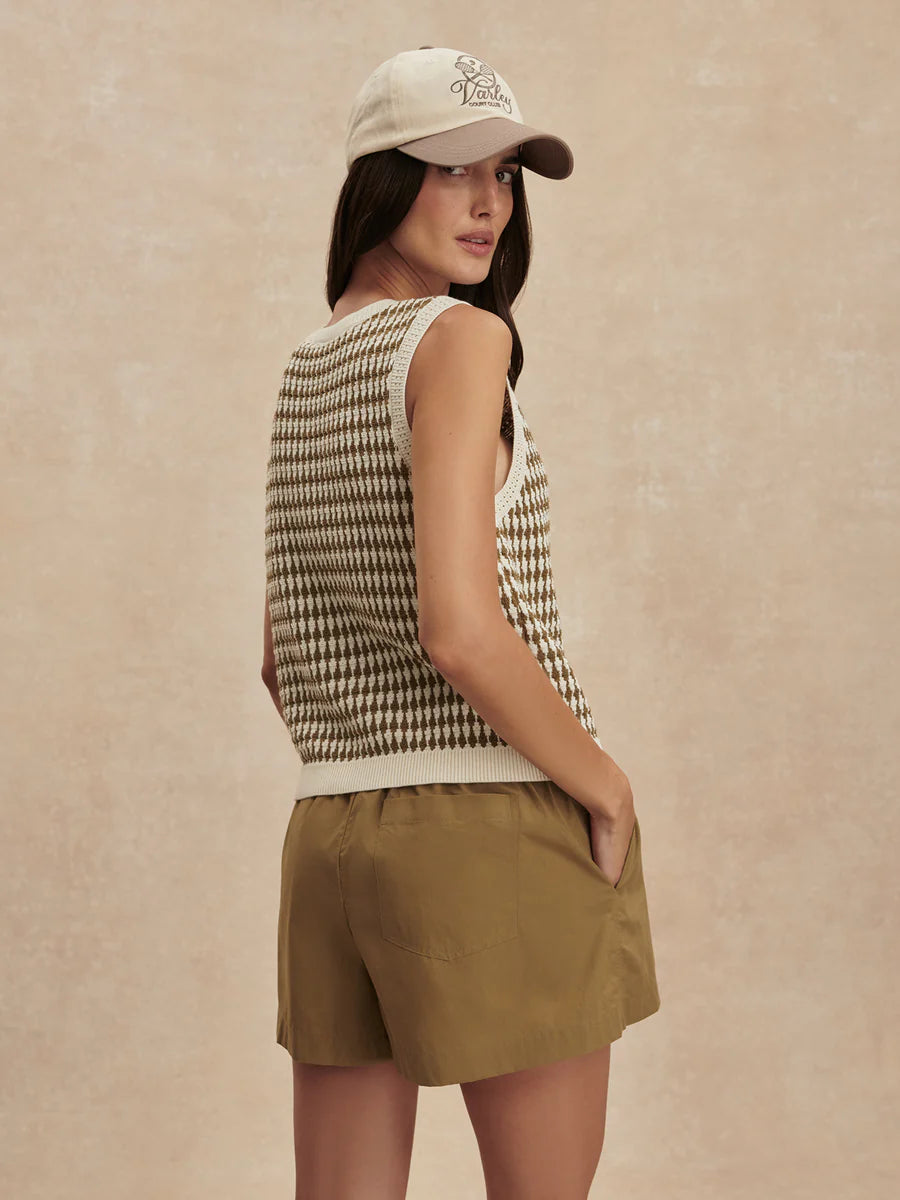 Aura Knit Top - Egret / Golden Olive