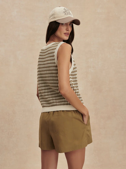 Aura Knit Top - Egret / Golden Olive