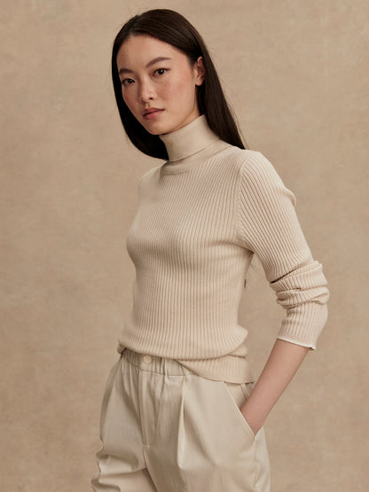 Ravena Roll Neck Top 2.0 - Silver Birch