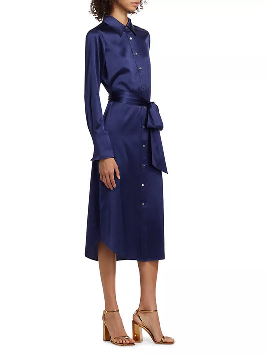 Victoria Silk Button Down Midi Dress