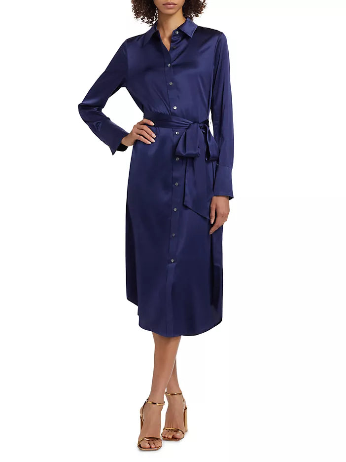 Victoria Silk Button Down Midi Dress