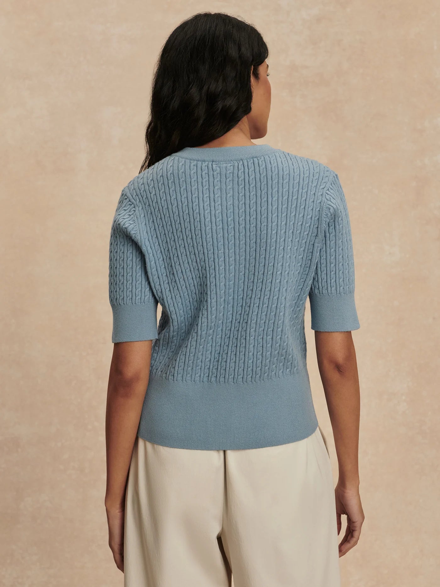 Rhys Short Sleeve Cardigan - Stoney Blue