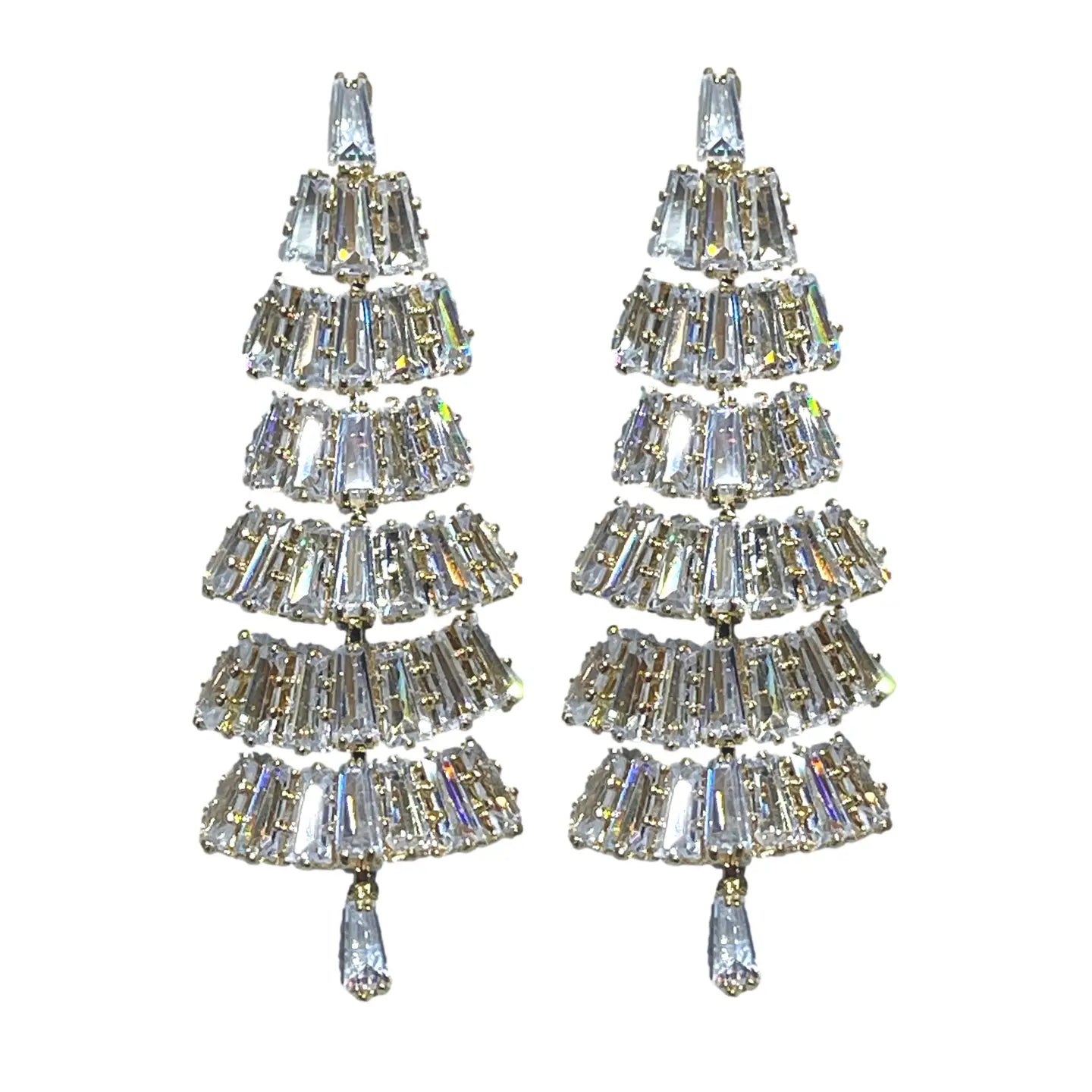 Baguette Crystal Christmas Tree Earrings